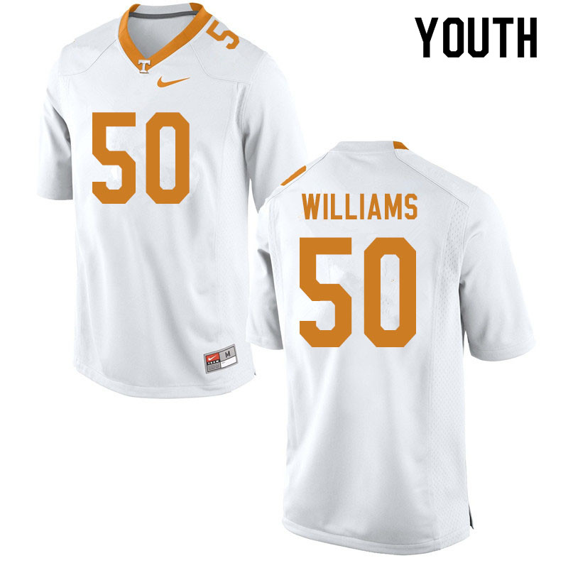 Youth #50 Savion Williams Tennessee Volunteers College Football Jerseys Sale-White - Click Image to Close